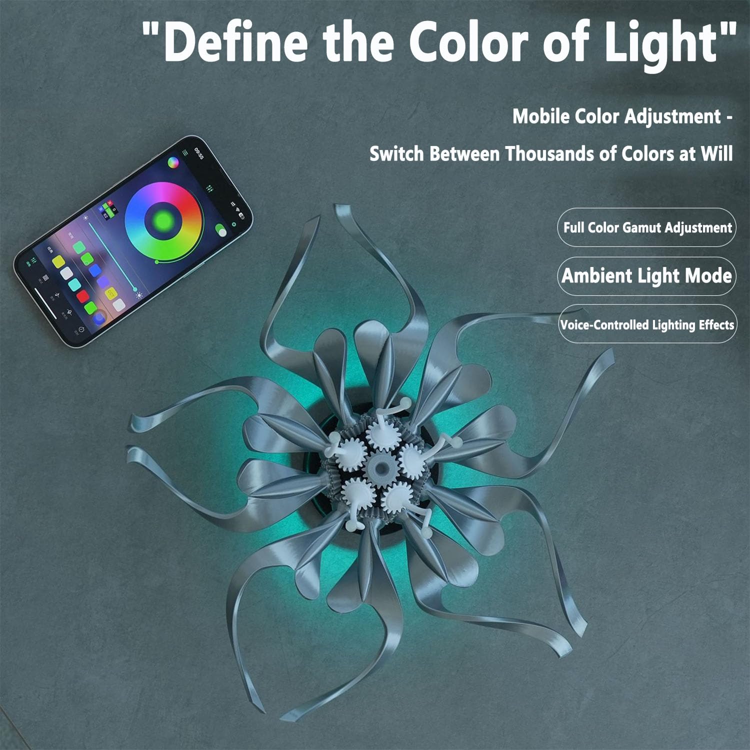 Fiori meccanici conservanti per desktop, lampada da tavolo a spirale a LED con telecomando, dimmerazione RGB a colori, modalità di illuminazione ambientale e modalità multiple commutabili, luminosità