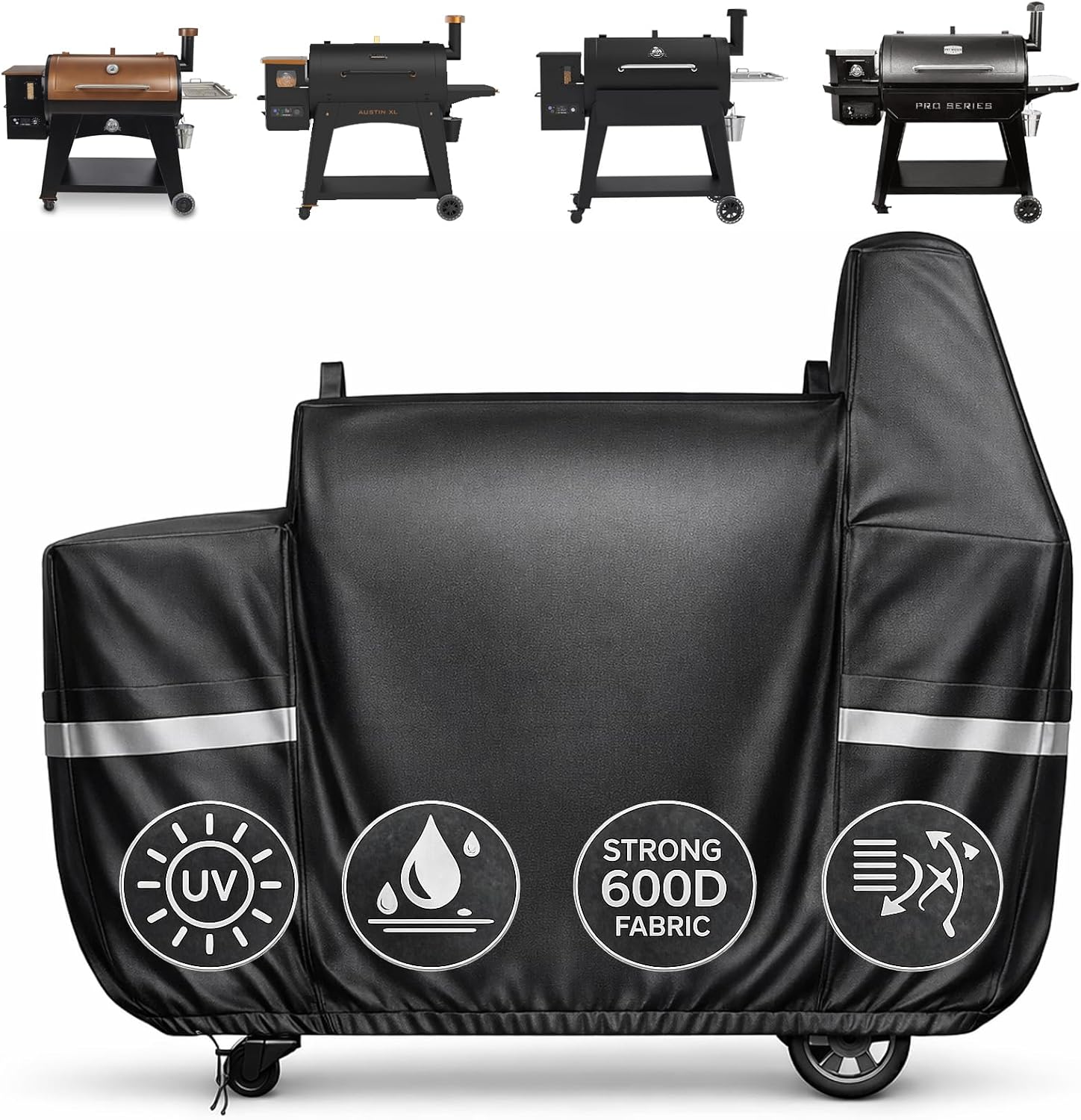 Utheer Grill Cover for Pit Boss Austin XL/Rancher XL, Z Grill 1000, 1100, 1100 Pro, 1000S, 1000SC, 1000Sq, 1000SC2, 1150 1500 Series Wood Pellet Grill, 600D Heavy Duty Waterproof, UV Protection Cover