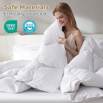 Hungarian Feather Down Comforter Cal King,100% Organic Cotton Duvet Insert