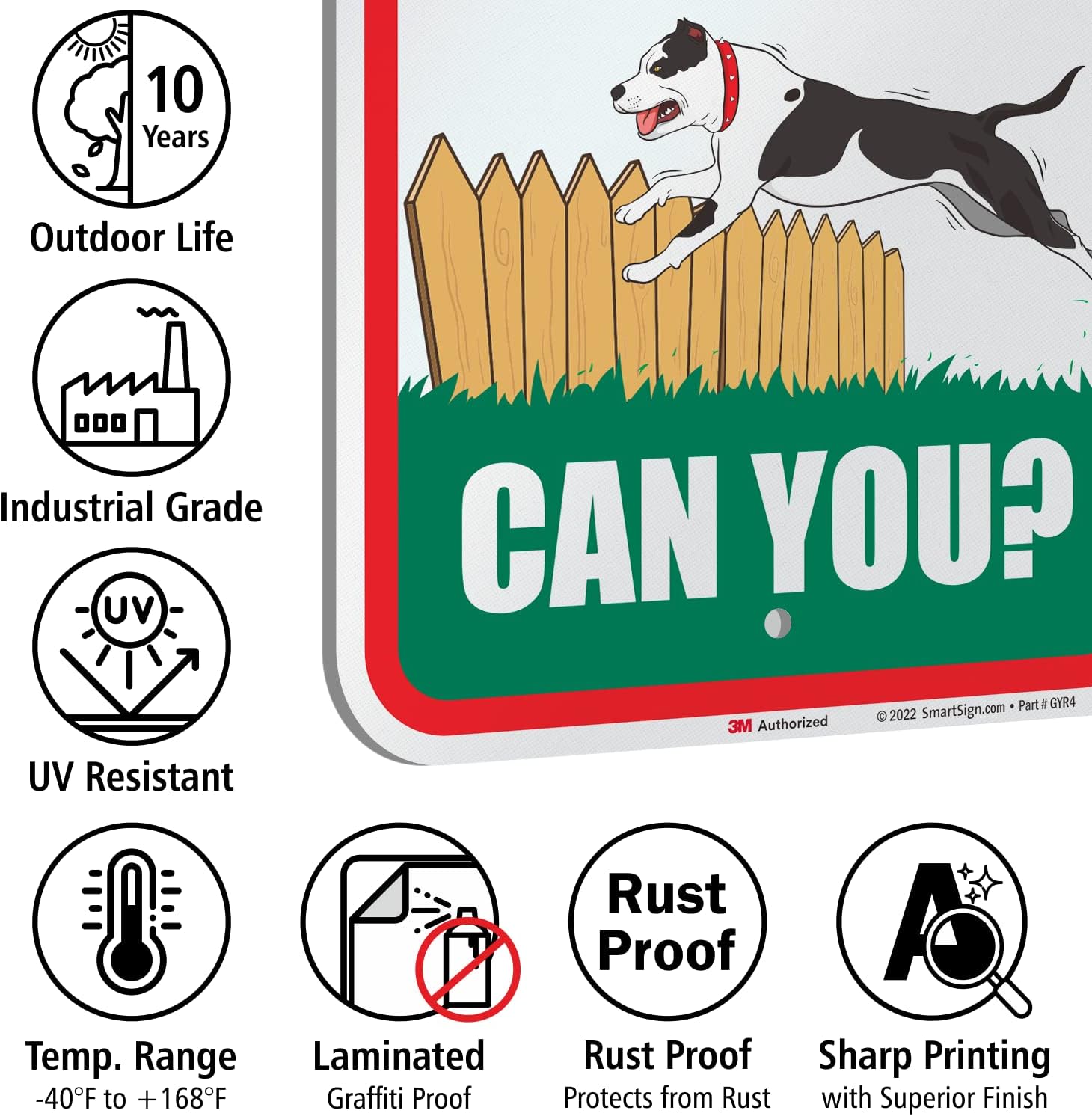SmartSign 18 x 12 inch “Warning - I Can Make It to the Fence in 2.8 Seconds, Can You” Metal Sign, 63 mil Aluminum, 3M Laminated Engineer Grade Reflective, Multicolor, Made in USA