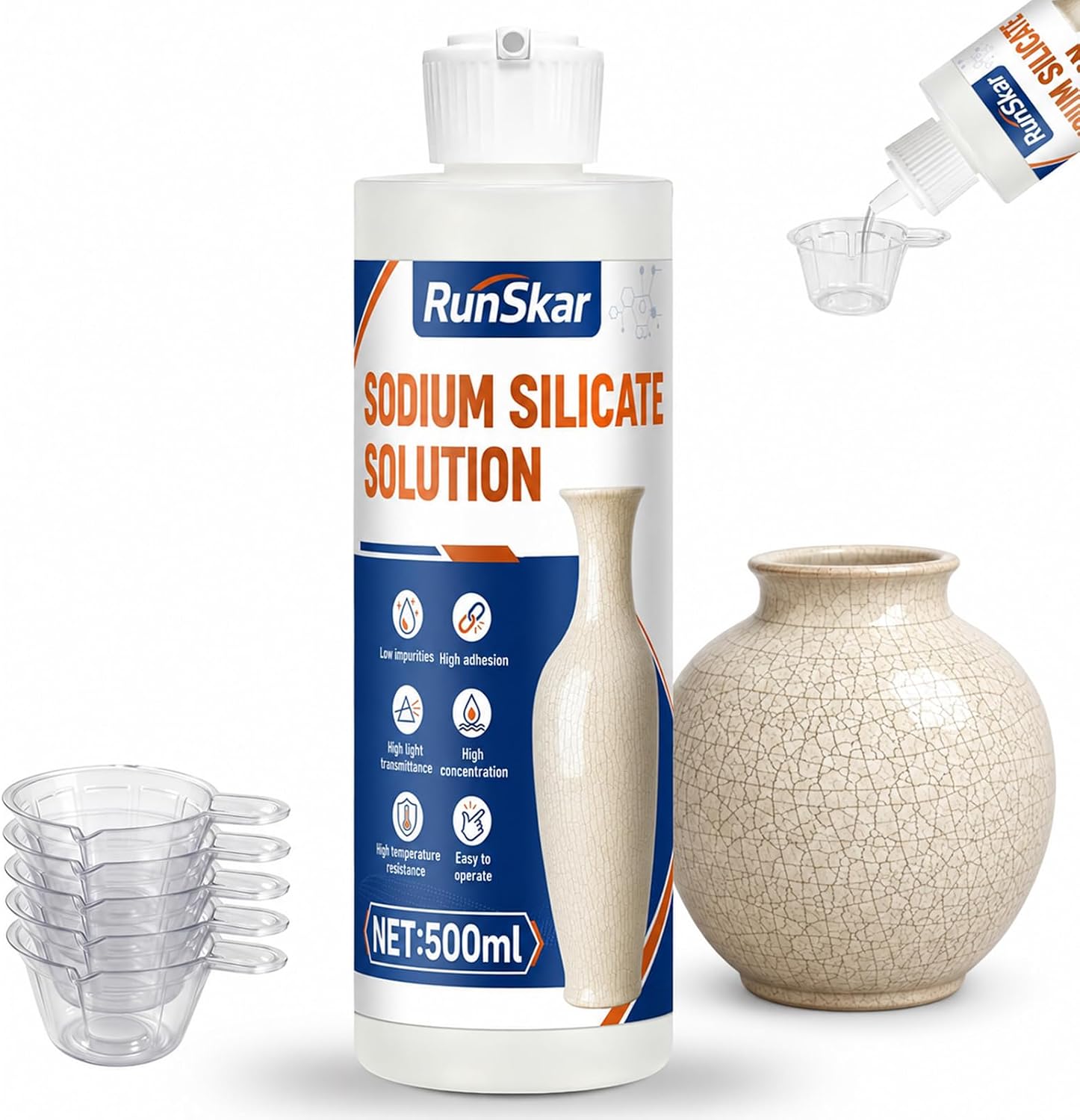 Sodium Silicate Liquid,Sodium Silicate Water Glass,Waterglass, 17.6 Fl.Oz