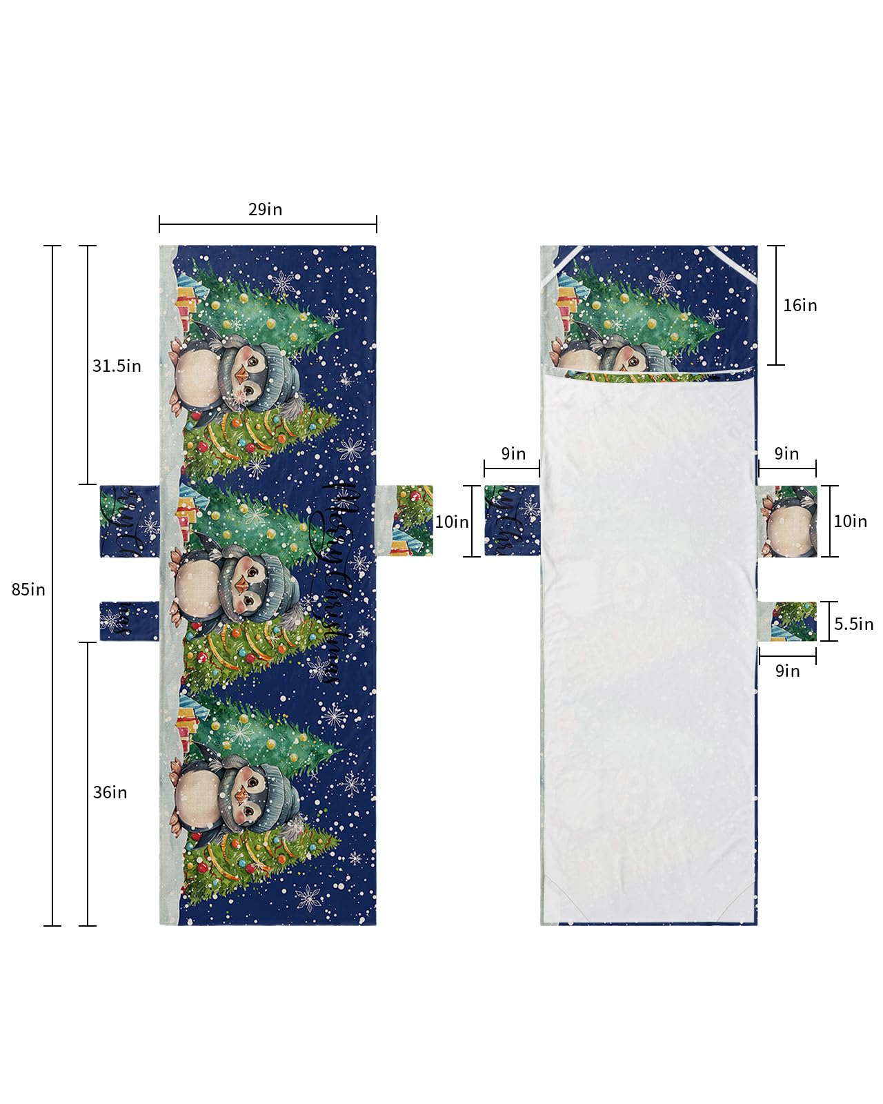 Navy Blue Christmas Penguins Beach Lounge Chair Towel Cover, Soft Chaise Lounge Towel with Side Pockets Patio Pool Chairs Cover for Beach/Pool Sunbathing 29x85 Xmas Winter Snowflake