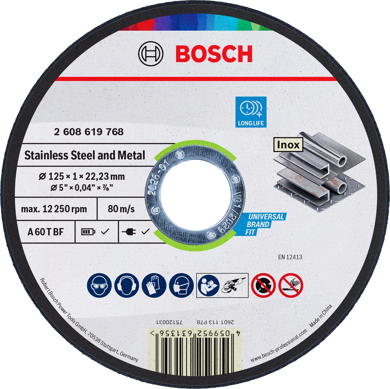 BOSCH 061599765G (pkt of 100) Standard for metal 125mm x 1mm x 22.23mm