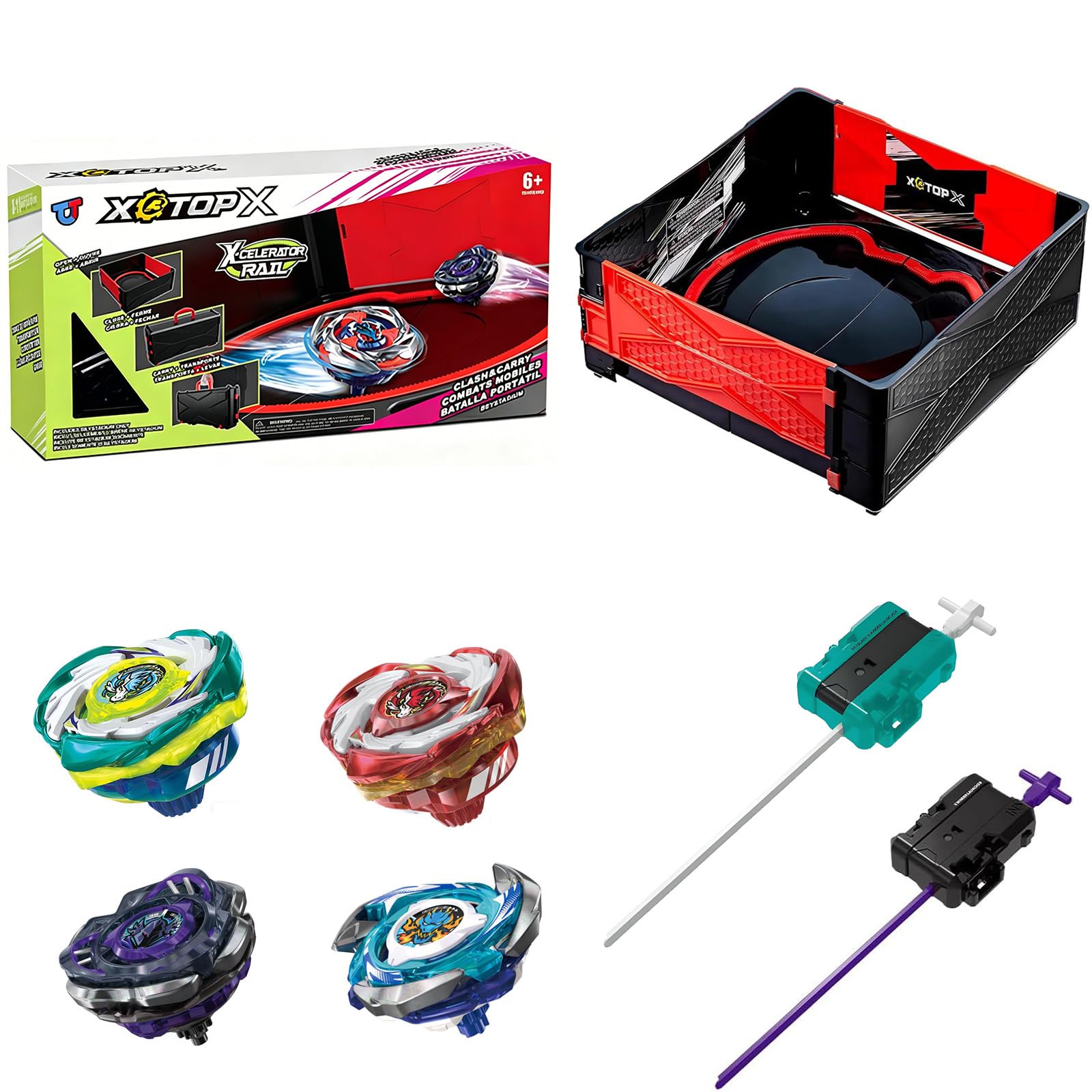 Pieghevole X Arena Combat Baystadium con 4 X Bay Spinning Trottola & 2 Lanciatori