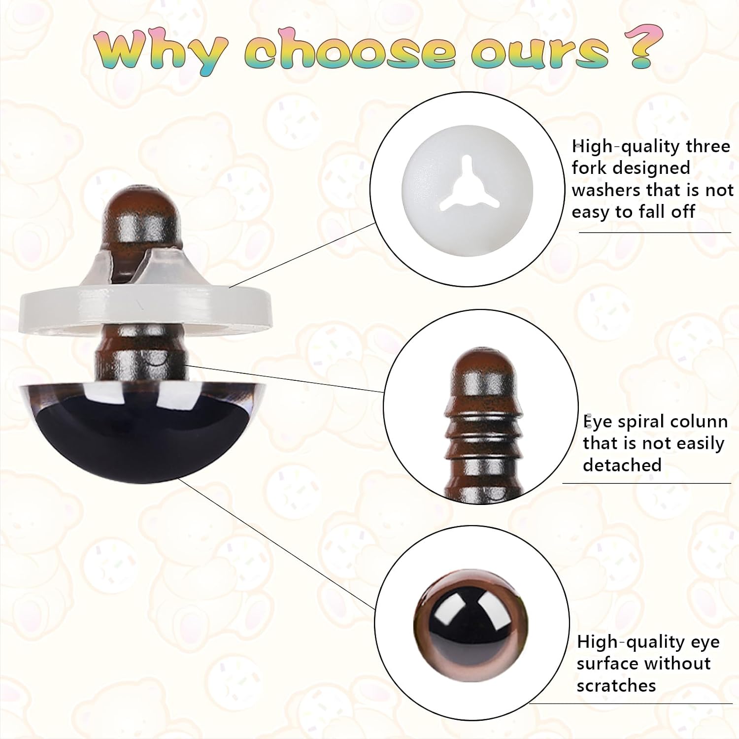 MUCUNNIA 80pcs Brown Safety Eyes for Crocheting with Washers 30mm Brown Safety Eyes for Crochet Craft Safety Eyes Gift for Crochet Lovers Halloween Decorations Stuffed Animals Crafting