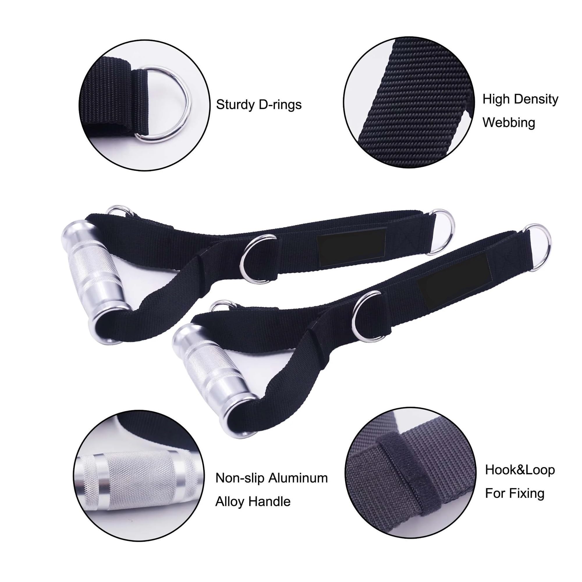 Maniglie per bande di resistenza 3 in 1 Fitness regolabile in metallo maniglie da palestra tricipiti corda cavo macchina allegati for puleggia LAT tirare giù sistema di allenamento(Handle only)