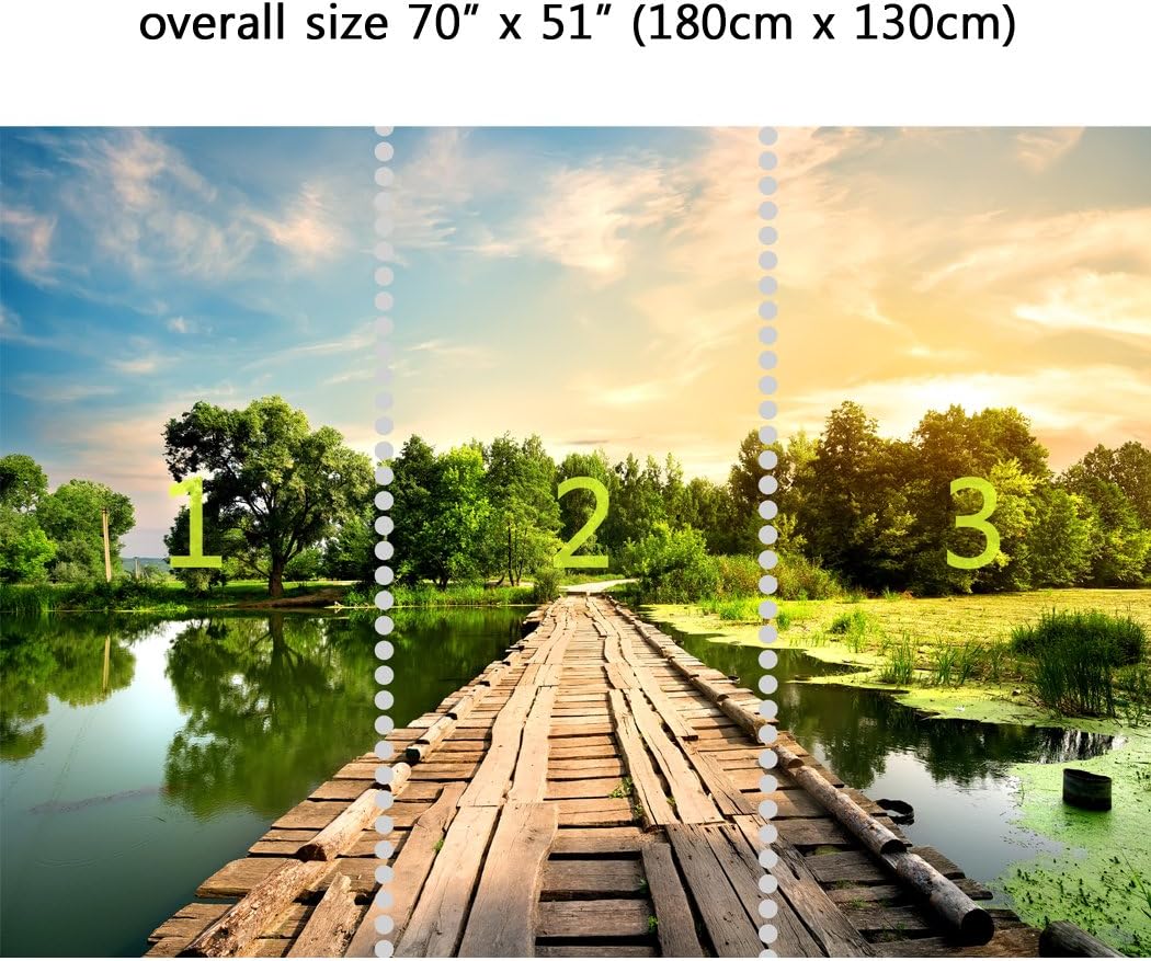 Wall Mural Old Bridge Over the River, Peel and Stick Repositionable Fabric Wallpaper for Interior Home Decor (70 x 51 inches)