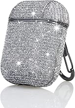 HIDAHE AirPods 2 Case, Case for Airpods Case, Airpods Skin, Airpods Accessories, Bling Glitter Luxury PU Leather Case Cute Girls Kids Protective Case for Airpods 1 & 2 Charging Case,Grey - coolthings.us