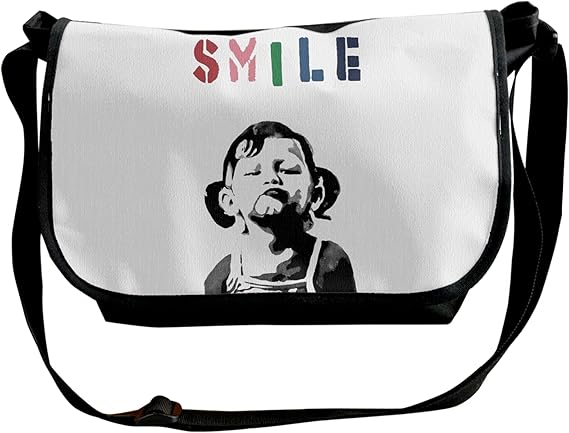 Amazon ショルダーバッグ ななめ掛け Banksy バンクシー かわいい 女の子 メッセンジャーバッグ メンズ ワンショルダー バック 肩掛け ボディバッグ 人気 おしゃれ 軽量 カバン カジュアル Bag 男女兼用 調節可能な長さ 通学 通勤 旅行 Qqww メッセンジャー バッグ