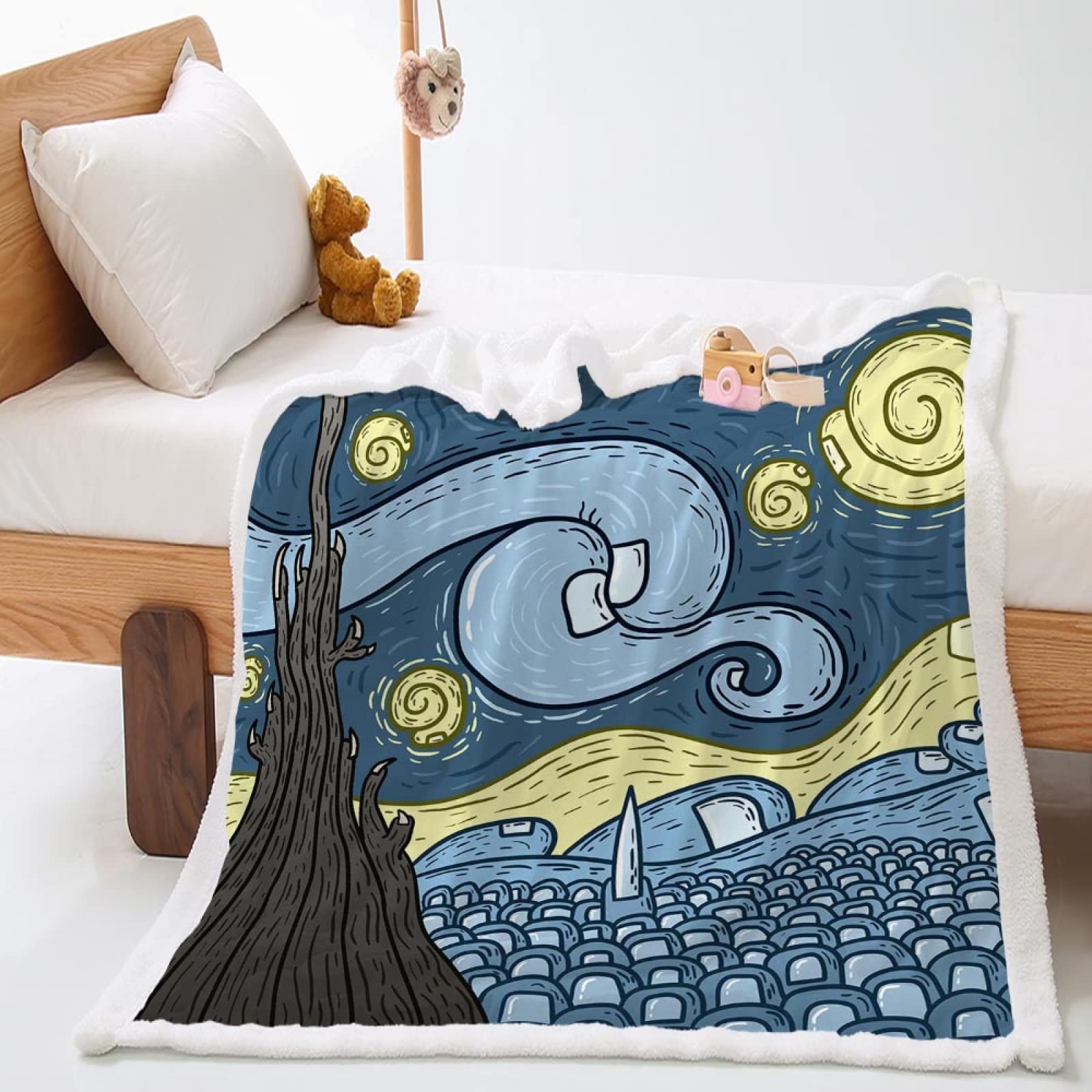 Superweiche Flanell-Fleecedecke 101,6x152,4 Cm – Bauernhaus-Design Mit Eukalyptus & Hortensien