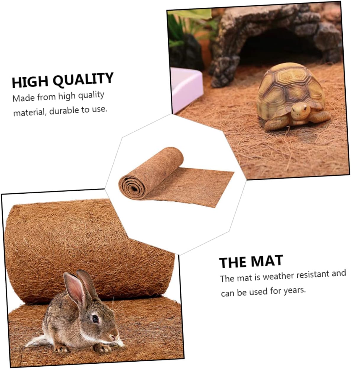 Yardwe Coconut Bedding Reptile Carpet Mat Fiber Pet Floor Mat Tortoise Carpet Easy to Clean