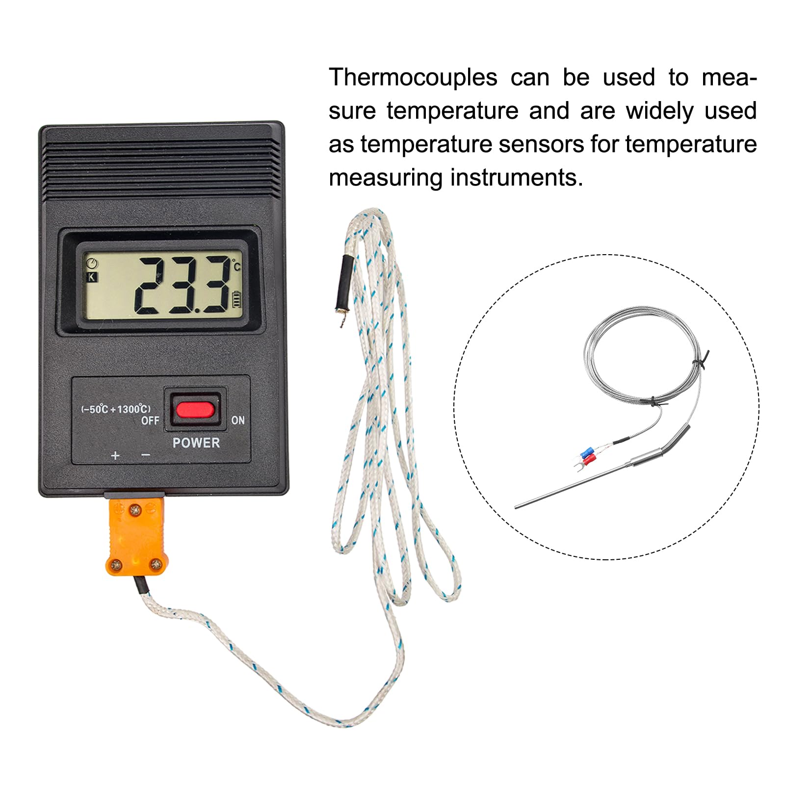 QUARKZMAN Tipo K Sonda Sensore Temperatura Termocoppia 3x200mm 6.6ft Filo 0 a 1000°C(32 a 1832°F) Sonda Regolatore di Temperatura Impermeabile Digitale Acciaio inossidabile