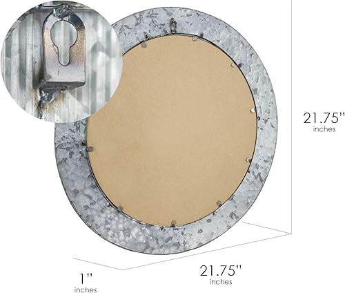 Miniatura 6 de Head West Espejo de pared redondo con marco de metal galvanizado - 22 x 22