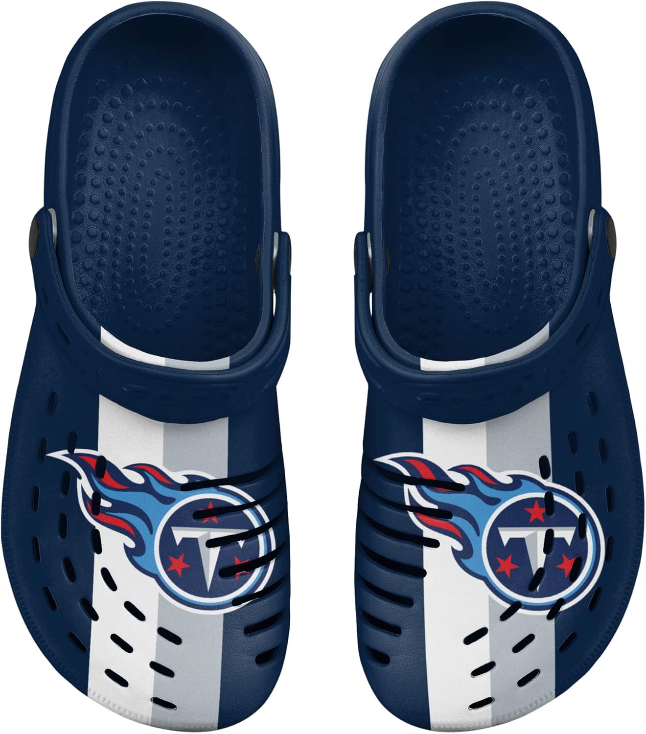 FOCO Mens NFL Team Logo Team Stripe Garden Water Sandals Shoes Slipper Clogs with Strap