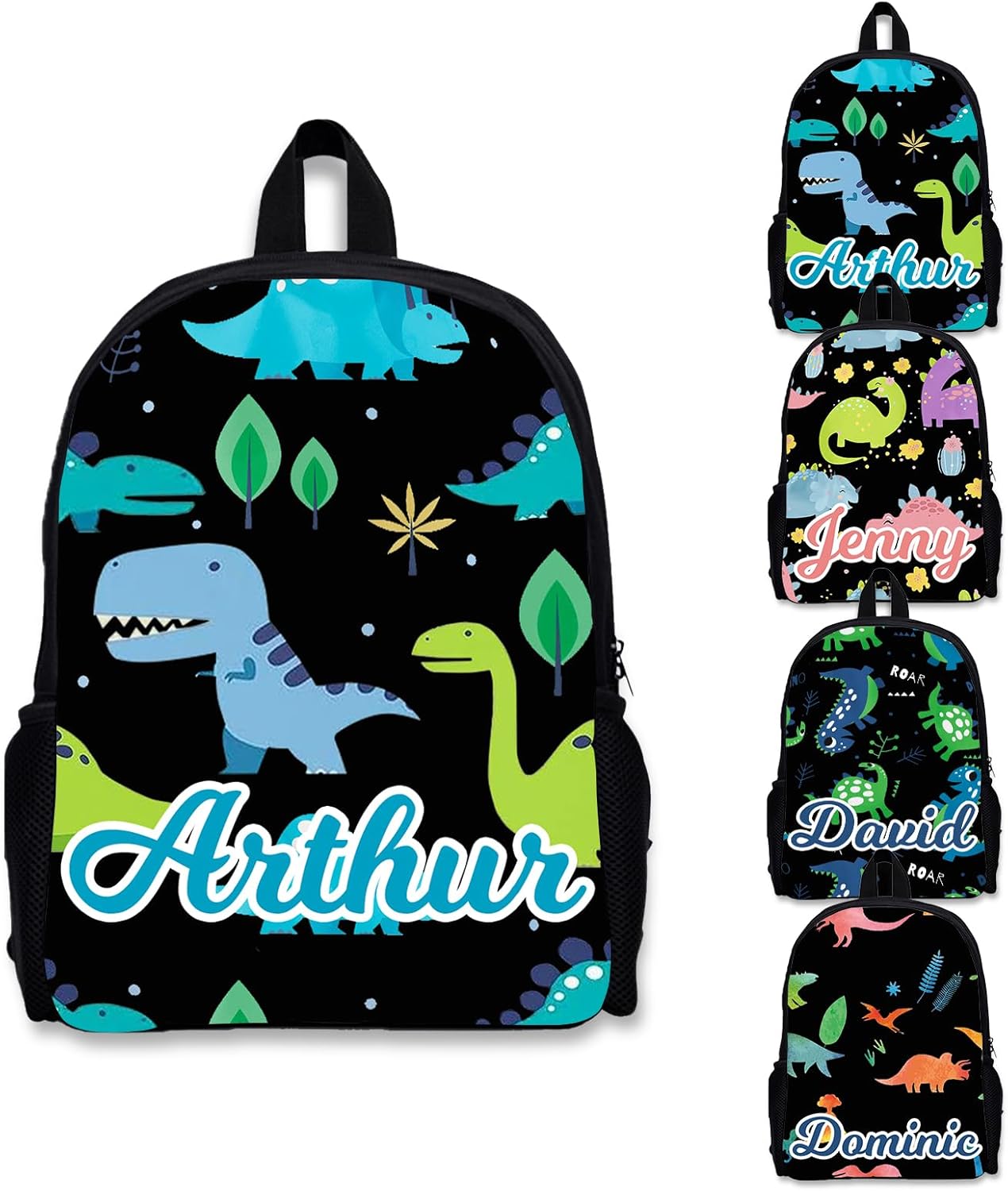 Custom Dinosaur School Backpack Personalized Add Your Name Backpack Lightweight Bookbag Girls Boys Casual Daypack (Style 3)