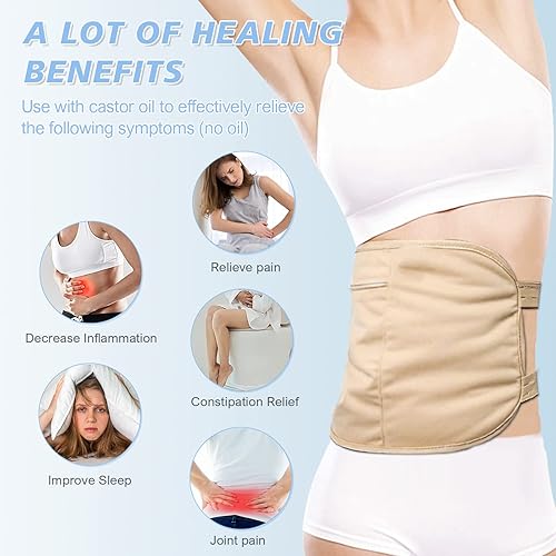 Miniatura 2 de Paquete de aceite de ricino para cintura y cuello, paquetes de aceite de ricino orgánico para desintoxicación del hígado, compresa de aceite de