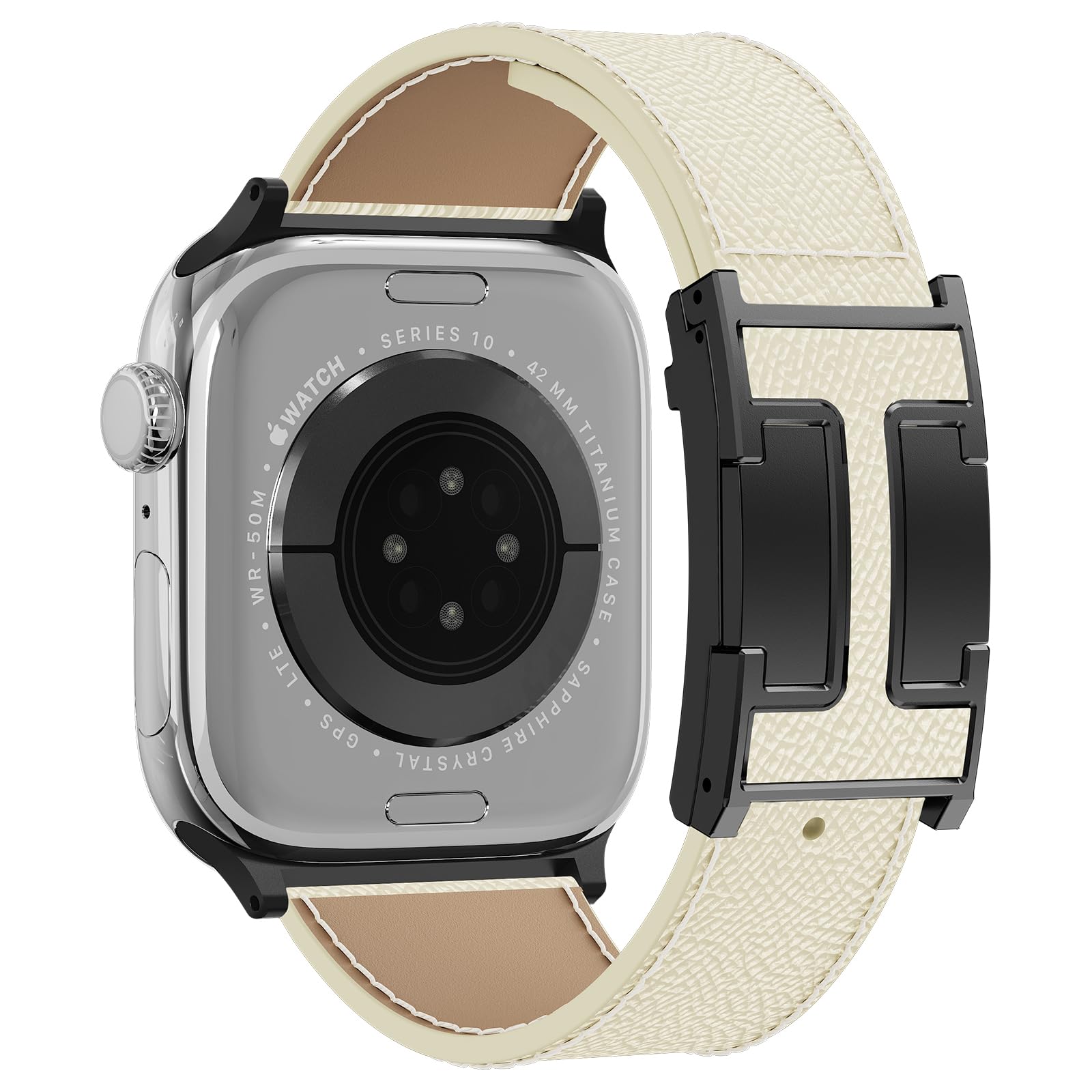 Leather Magnetic Watch Band Compatible with Apple Watch Ultra 49mm 46mm 45mm 44mm 42mm 41mm 40mm 38mm, Designer Replacement Strap for Women Men iWatch