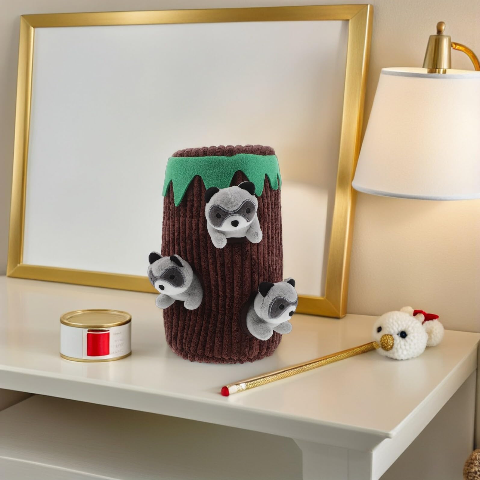 Abaodam Juguete Interactivo Chirriante para Perros con Forma de Mapache de Peluche Duradero Resistente Mordidas para Razas Pequeñas Medianas y Grandes Estimula Social y Exploración Natural