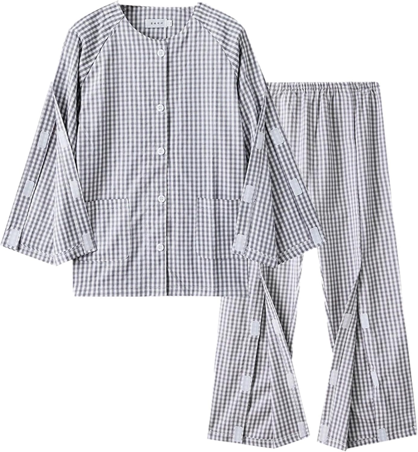 Men's Tear Suit Set 2 Side Full Open Bottom Sweatpants Loose Fit Casual Adaptive Post Recovery Pajama with Pockets