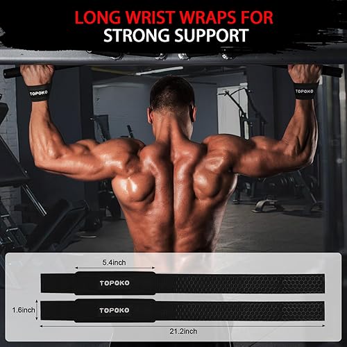 Miniatura 2 de TOPOKO Correas de muñeca de levantamiento para levantamiento de pesas, peso muerto, levantamiento de potencia y entrenamiento de fuerza, correas de