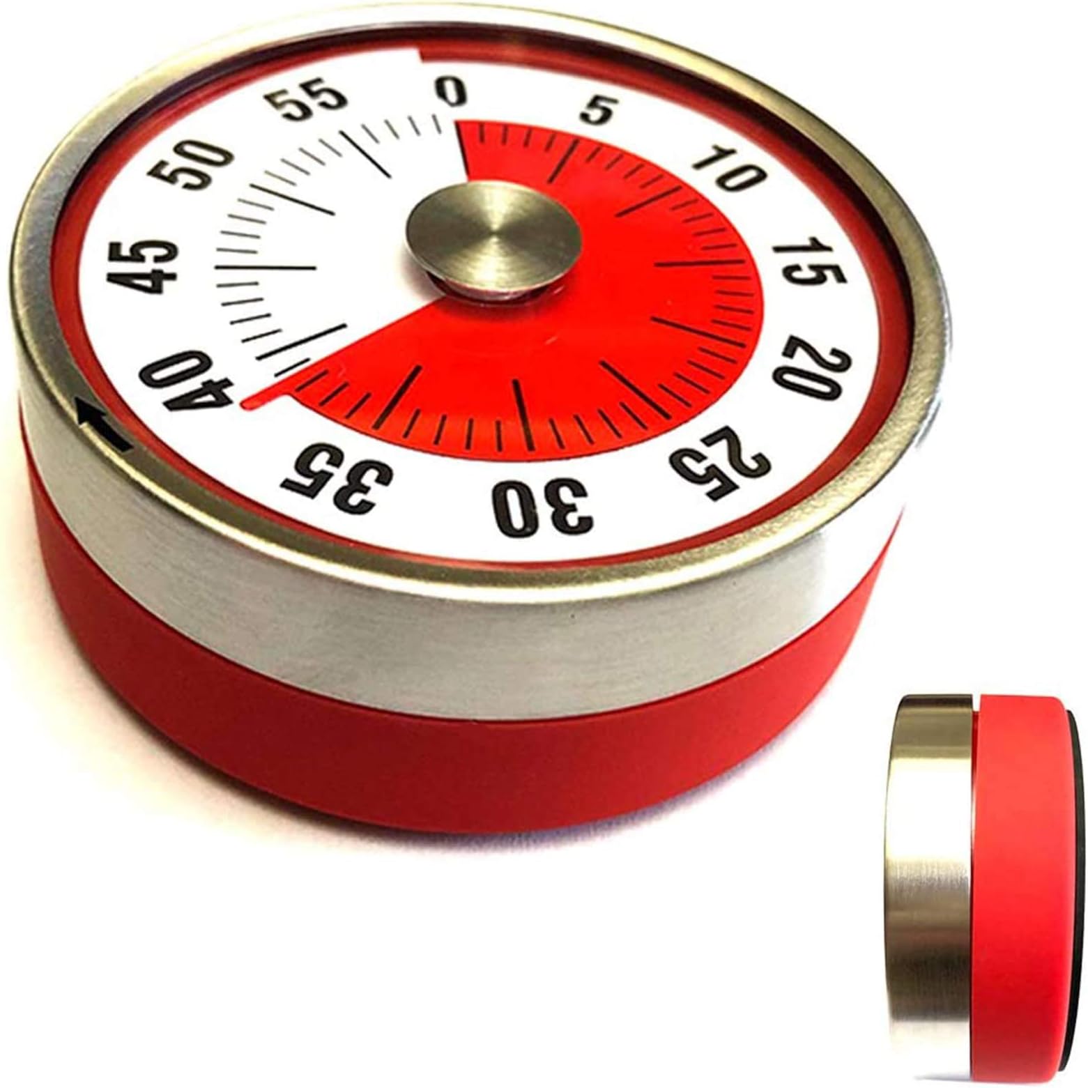 60 Minutes Kitchen Timer Mechanical Countdown Magnetic Cooking Timer Alarm Clock for Kids Teacher Classroom Toilet Homework Meeting, No Battery Required, Time Management Tool (Red)