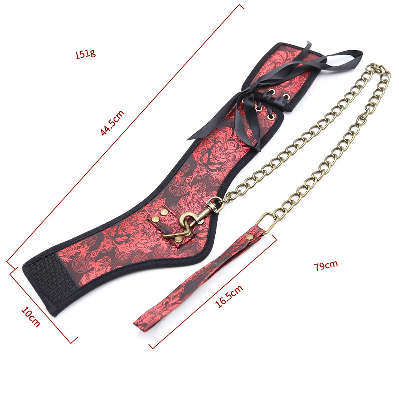 Black Jacquard Fabric Neck Sleeve BDSM Fetish Play Set for Couples Sex Toys Leather Choker With Chain Necklace For Women Men