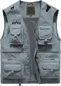Colete masculino de verão para trabalho ao ar livre com vários bolsos para fotografia de pesca fina