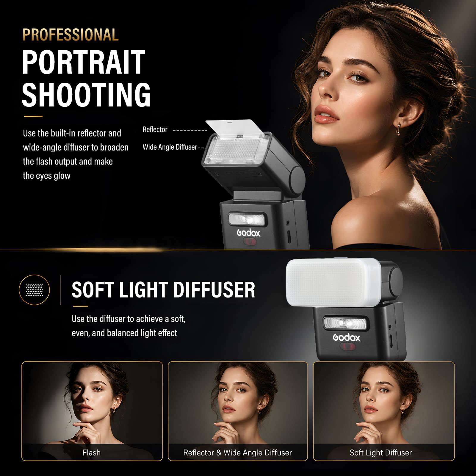 Godox IT32 TTL Flash per Fotocamera con Touchscreen 2,4 GHz Integrato GN18 Frequenza Massima Flash 100Hz e Illuminazione d'Atmosfera a LED integrata 510 flash a piena potenza