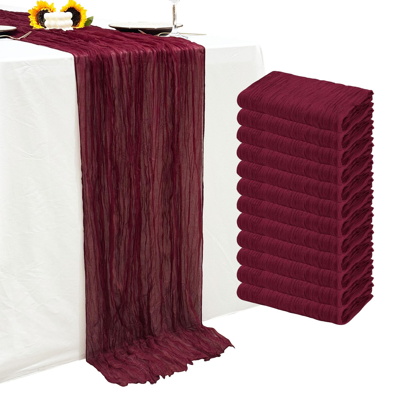 Seveups 12-Pack Cheesecloth Table Runner