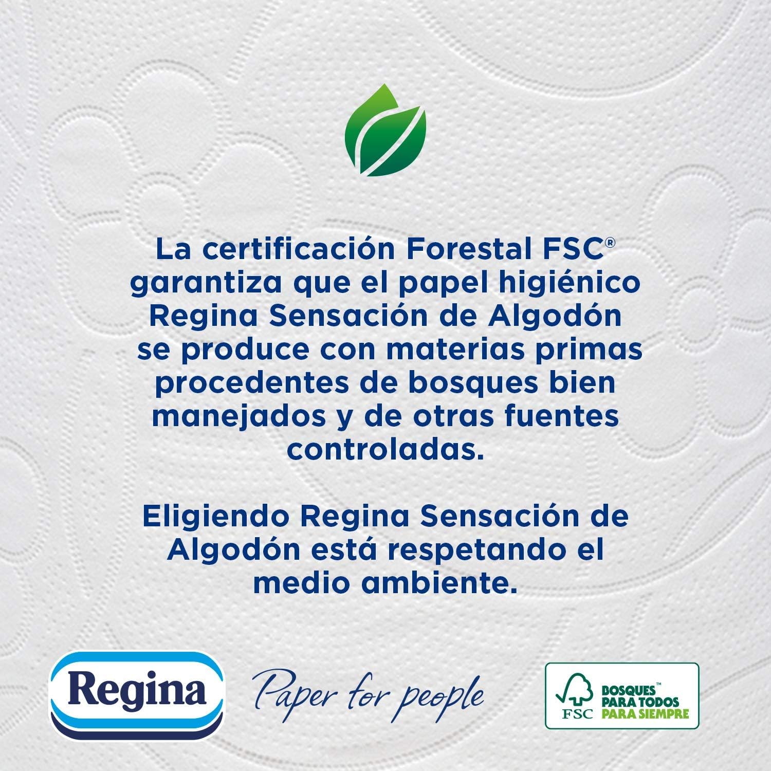 Regina Sensación de Algodón Papel Higiénico | 54 rollos | Capas extra resistentes, suaves como el algodón | Papel 100% certificado FSC®