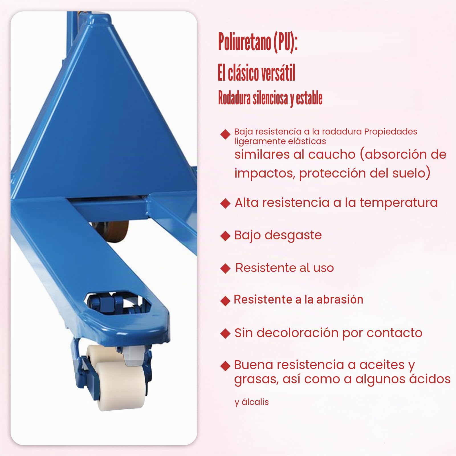 DAJAVE 4 piezas de ruedas para transpaleta de poliamida y nylon 80 x 70 mm, rueda para transpaleta de poliuretano, con rodamiento de bolas, ruedas para transpaletas de repuesto, rodillos de rodamiento