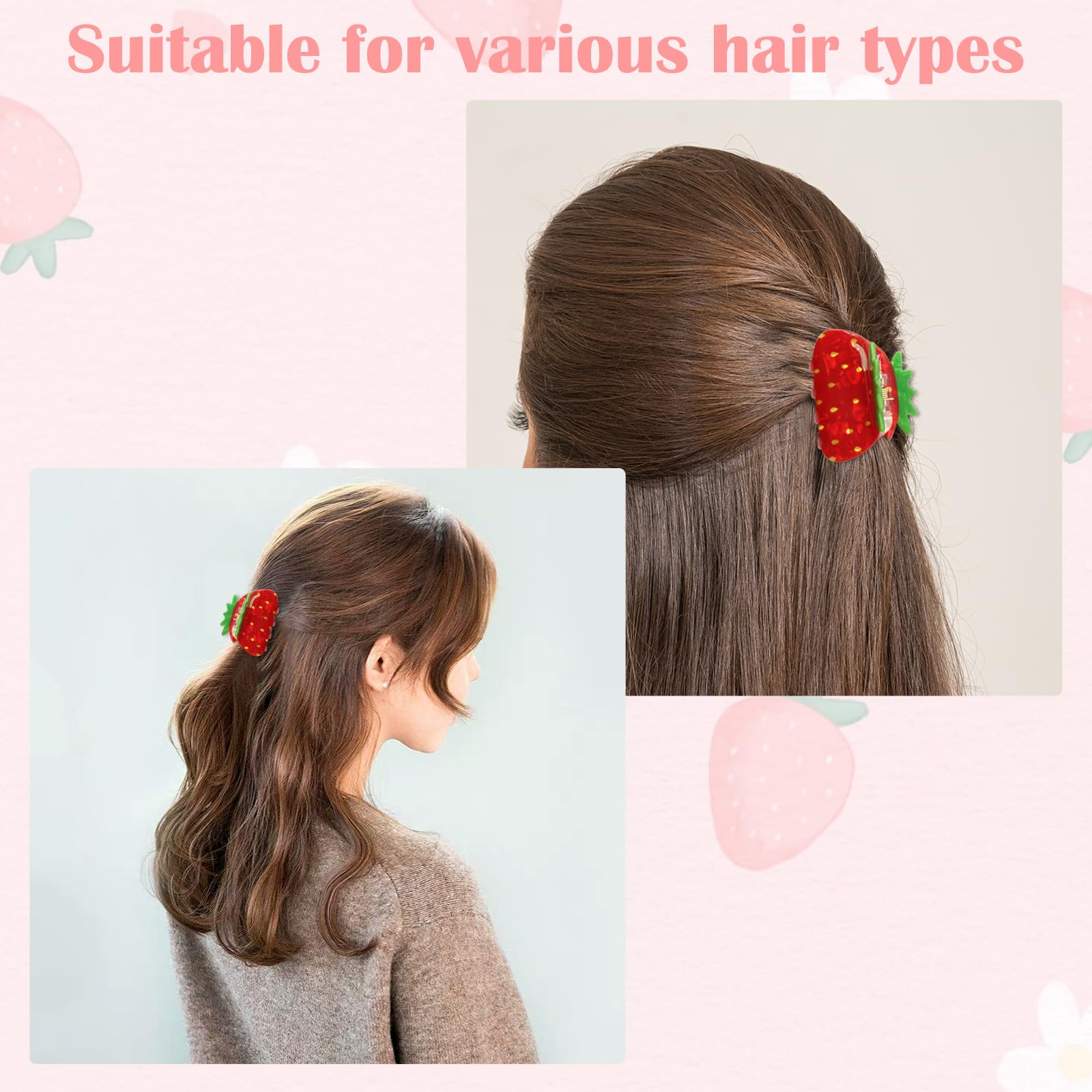 2Pcs Cute Strawberry Hairpins Supplies - Image 4