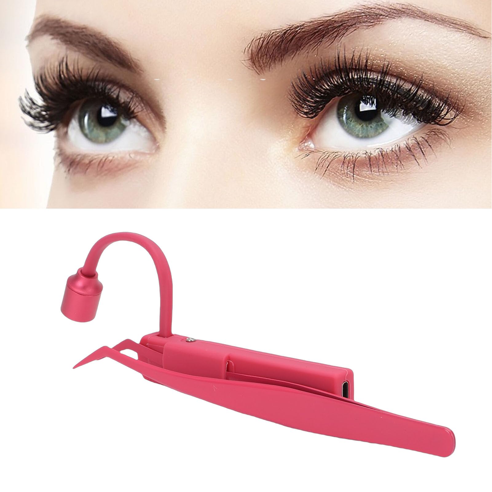 Topiky Pinzas de Pestañas para Extensiones de Pestañas, Lámpara de LED 1W 395nm Pinzas de Luz de Curado de Pegamento Rápido, Ajuste de Rotación de 180°, Compactas y Portátiles (rojo)