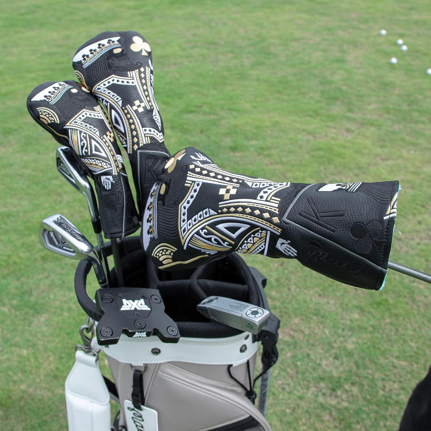 Golf Head Covers,Black Poker Diamond King 3 Wood Headcover Golf Driver Cover Fariway Wood Headcover Hybrid Head Covers Golf Club Covers for Most Brand