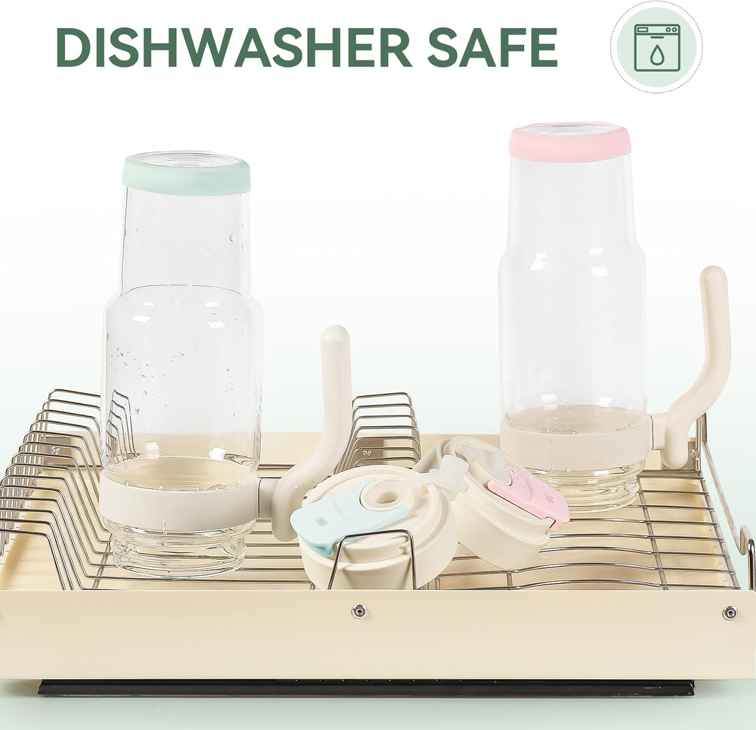 Nefeeko 32oz Glass Tumbler with Lid, Straw & Handle, Lead-Free Wide Mouth Drinking Cup for Iced Coffee, Smoothie, Water-Perfect for Office, Home, Driving & Gifts, Fits in Cup Holder (White) - Image 6