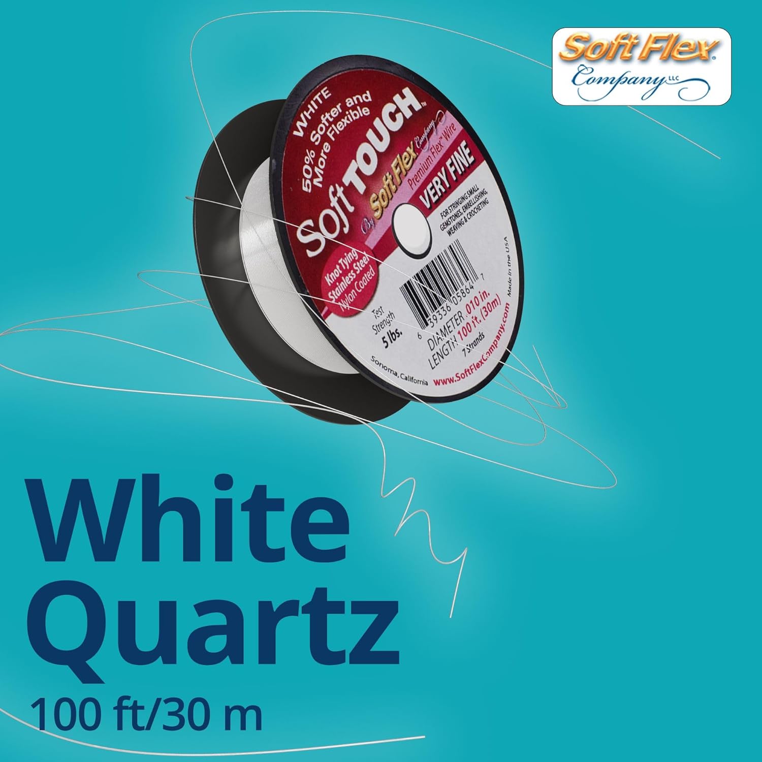Soft Flex Kink Resistant Beading Wire - Very Fine 0.10 Diameter - Jewelry Making Bead Wire - 100 Ft