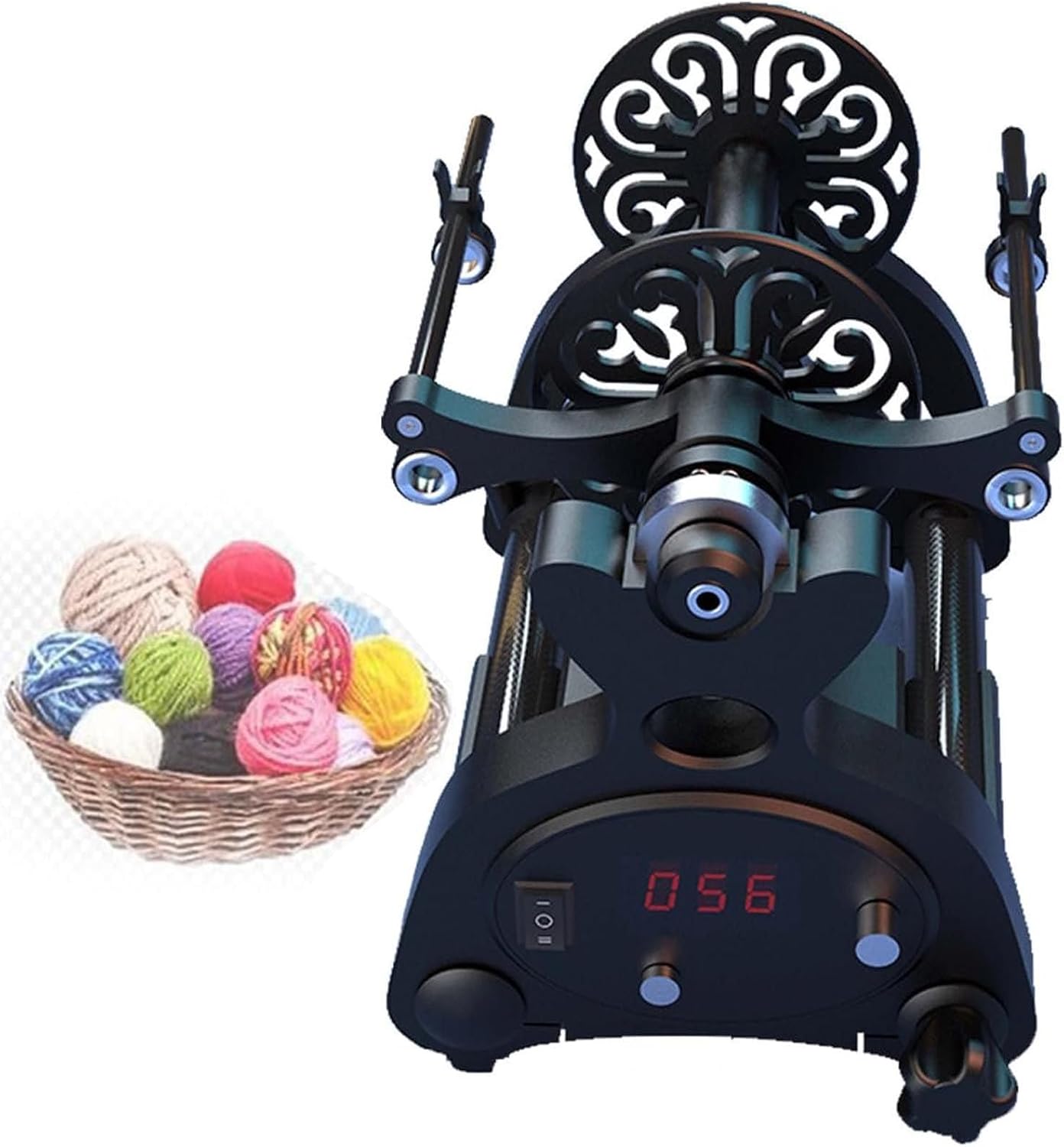 Electric Spinning Wheel Machine,12v Yarn Ball Winder,Feed Port 14mm,Adjustable Speed/Digital Display for Precise Control/Forward &Reverse Switching-for Yarn Weaving Blending Roving Craft,A