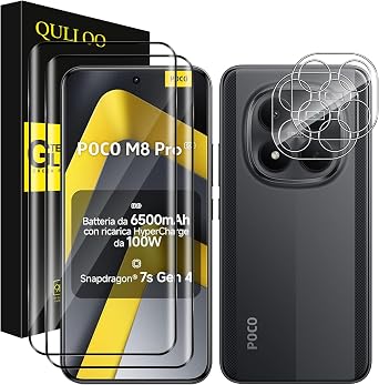 QULLOO for Xiaomi POCO M8 Pro 5G/Redmi Note 15 Pro Plus 5G Screen Protector, [2+2 Pieces] Tempered Glass & Camera Lens Protector, Ultra HD Bubble-Free 9H Hardness Tempered Glass