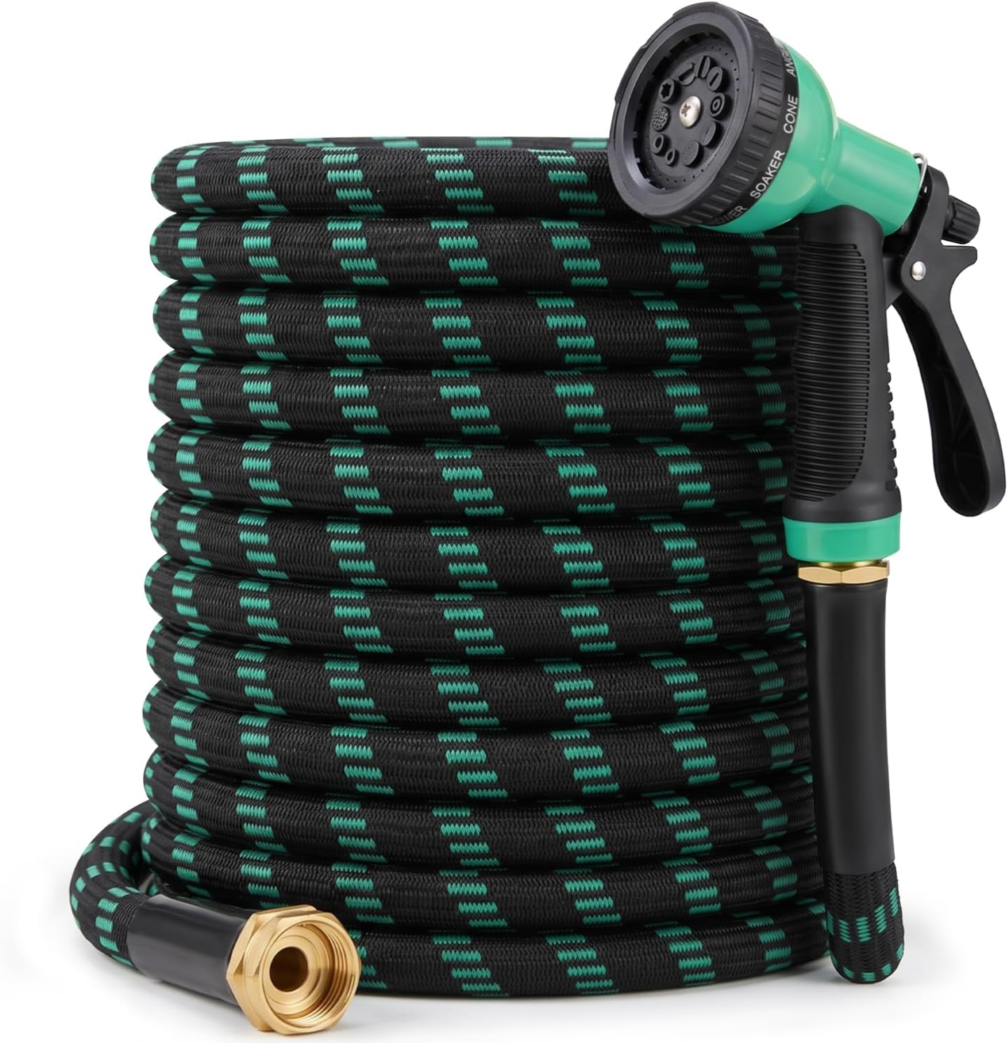 Garden Hose 100 ft, 2026 Upgraded Kink Free Flexible Water Hose 100ft With 10 Pattern Spray Nozzle, Leak-Proof, Portable, Ultra Lightweight & Durable Garden Hose for Yard, Lawn, Outdoor (Black Cyan)