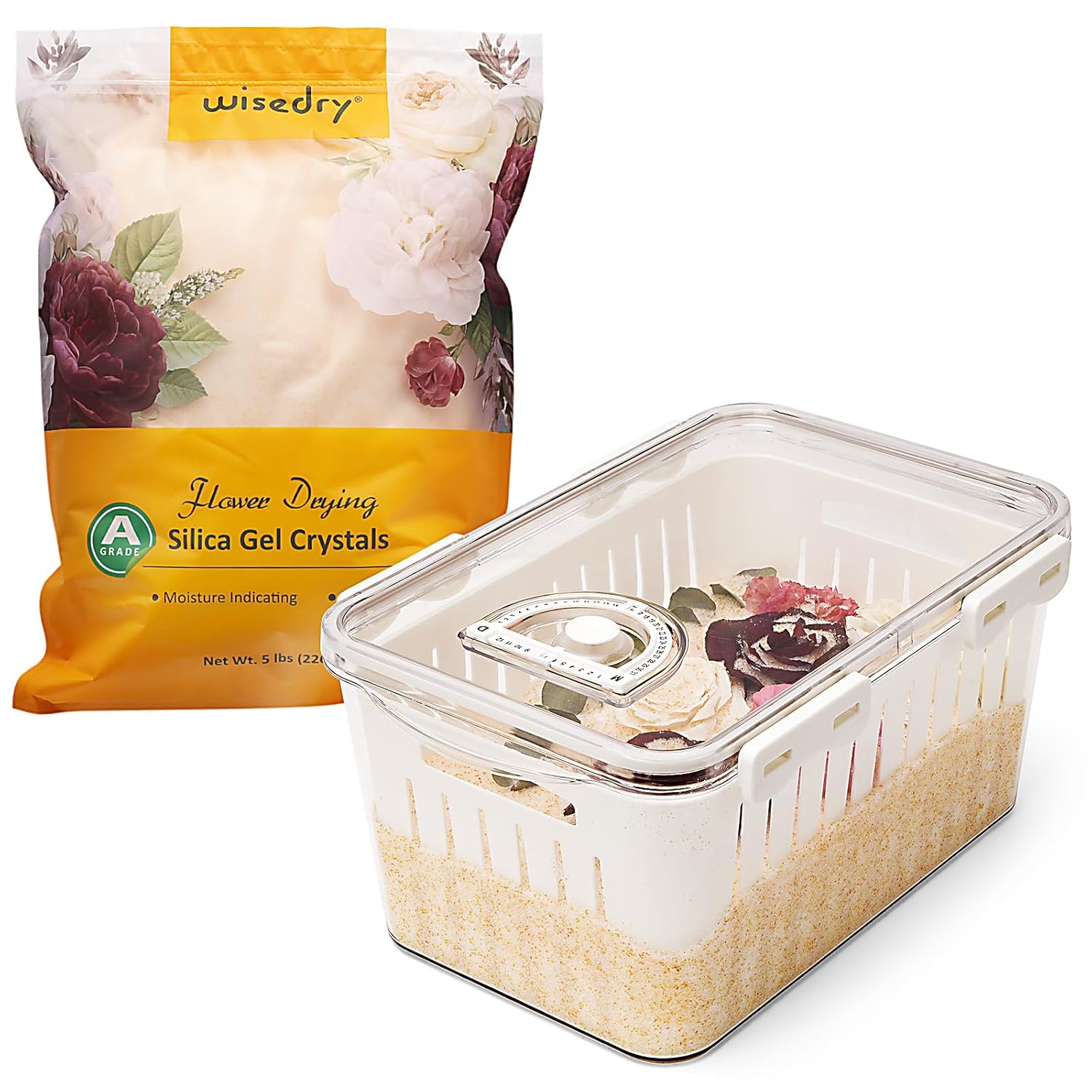 wisedry 5 LBS Silica Gel Flower Drying Crystals with Flower Drying Box