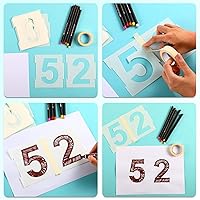 Vista 4 de Juego de 20 plantillas de bordillos de 0 a 9 números de dirección reutilizables, plantillas de números de plástico con 2 rollos de cinta adhesiva