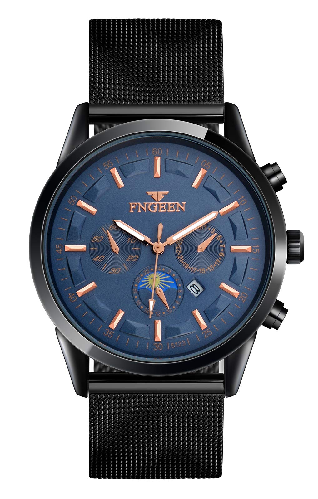 SUPBROMen's Watch, Stainless Steel, 30 m, Waterproof, Designer Watch, Date, Luminous Analogue Business Watch for Men