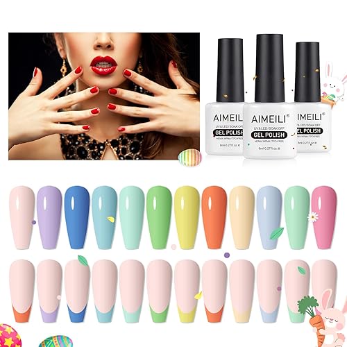 Miniatura 10 de AIMEILI Kit de esmalte de gel transparente de gelatina blanca lechosa, rosa y nude, esmalte de uñas de gel transparente, juego de 12 unidades x 0.3