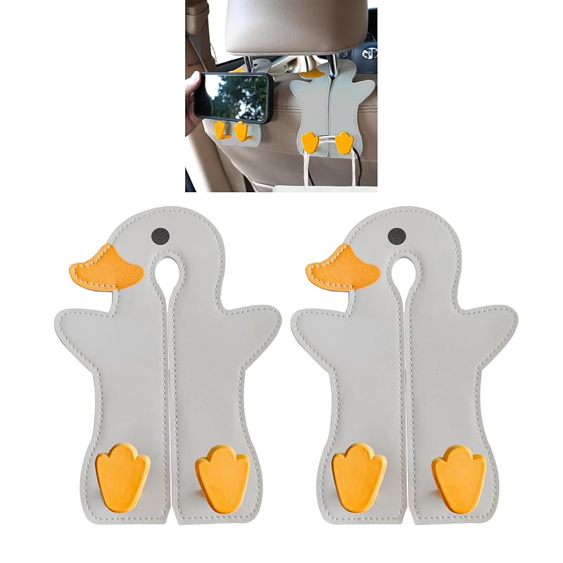 Organizador para Encosto de Banco DUNGGLE com Ganchos Duplos e Suporte para Celular em PU e Metal Cinza, Kit com 2 unidades