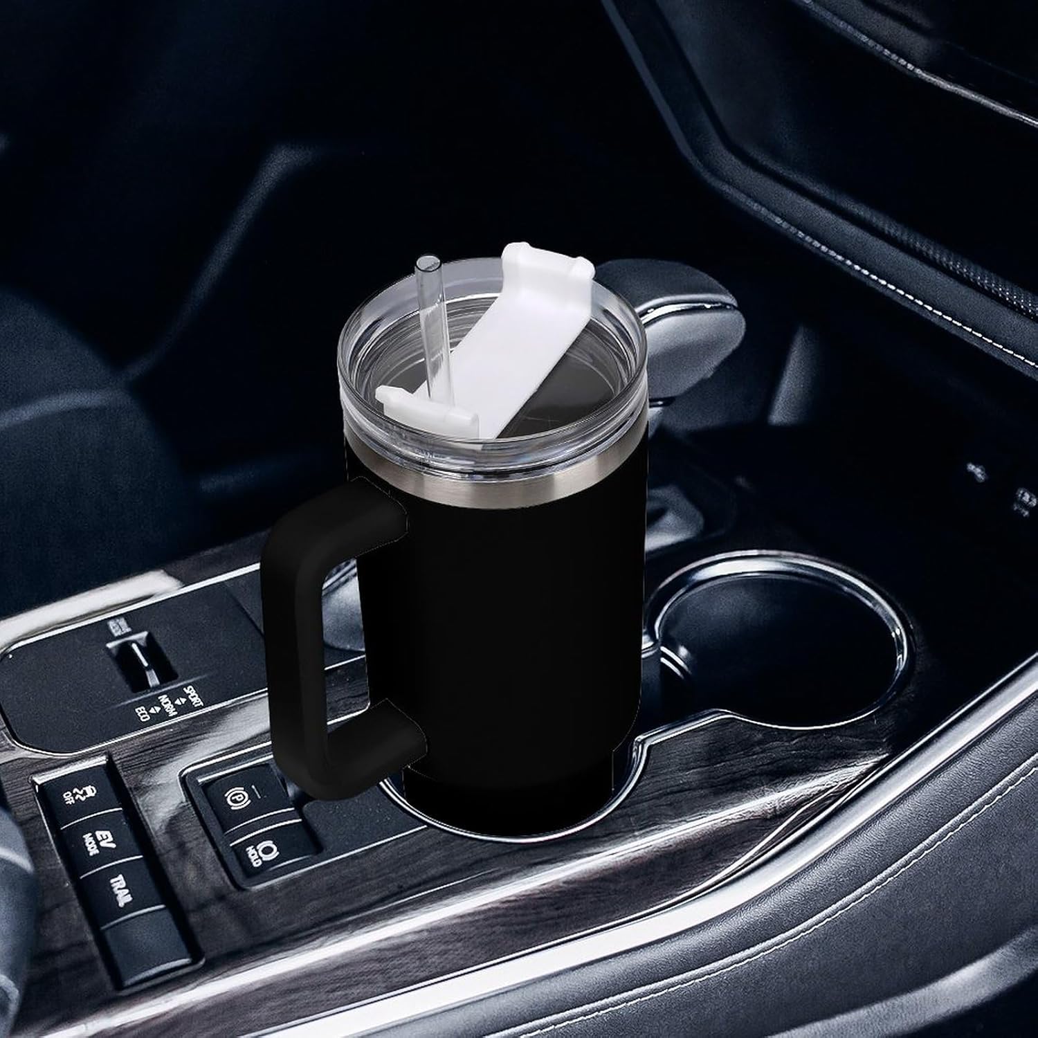 Bear Insulated Car Cup with Handle Stainless Steel Tumbler Coffee Travel Mug for Cold Hot Drinks Black-style