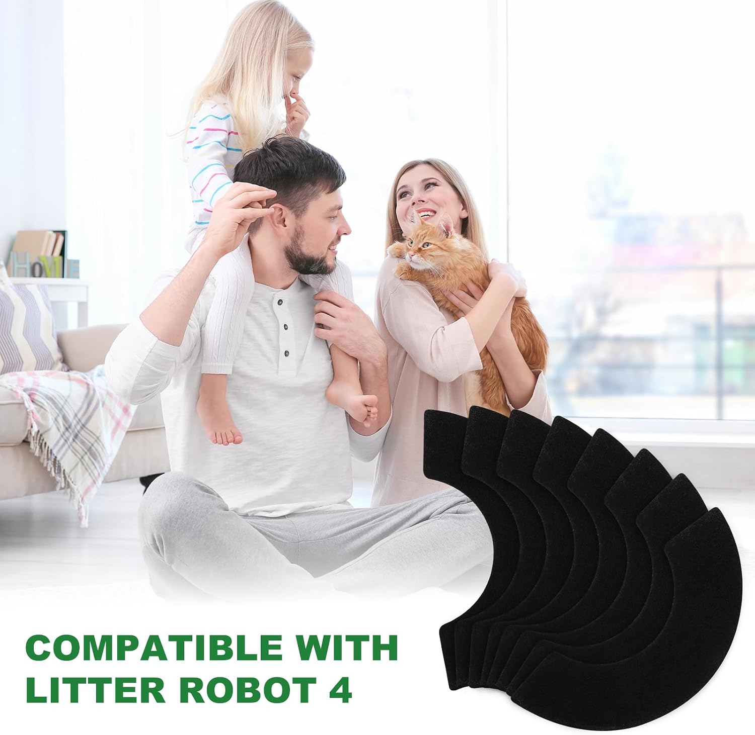 8 Pack Carbon Filters Compatible with Litter-Robot 4 Activated Charcoal Charcoal Filters for Litter Box Carbon Premium Filter to Eliminate Odors Control Damp from Pets and Keep Home Fresh image 3