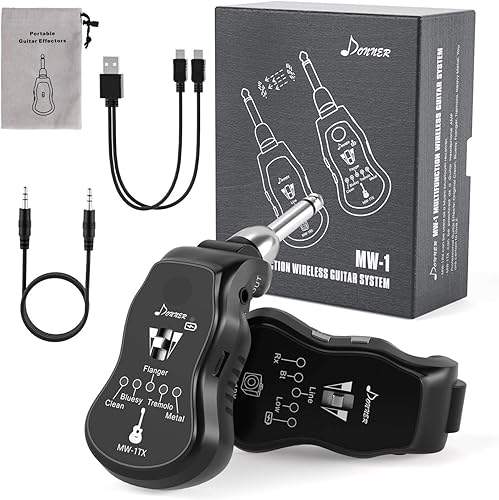 Donner MW-1B Wiederaufladbares UHF Wireless Gitarre System mit Modulationseffekten fA r Digital Gitarren Transmitter Receiver Schwarz Donner MW-1B Wiederaufladbares UHF Wireless Gitarre System mit Modulationseffekten fA r Digital Gitarren Transmitter Receiver Schwarz
