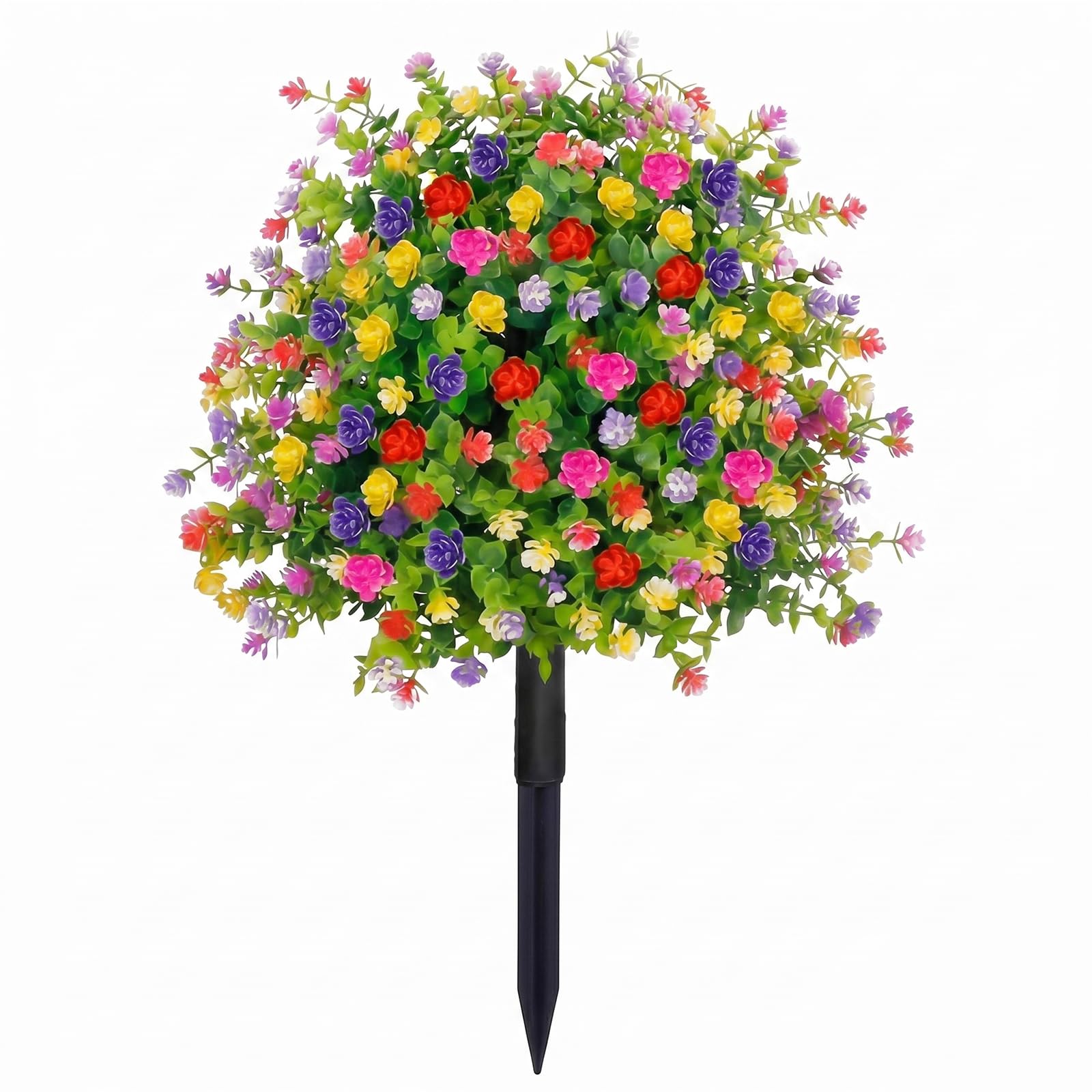 Artificial Potted Trees With Ground Stakes 45cm UV Resistant Faux Outdoor Flowers for Planters Realistic Artificial Bushes for Front Porch Garden Patio Yard Decor (1 pcs,Multicolor)