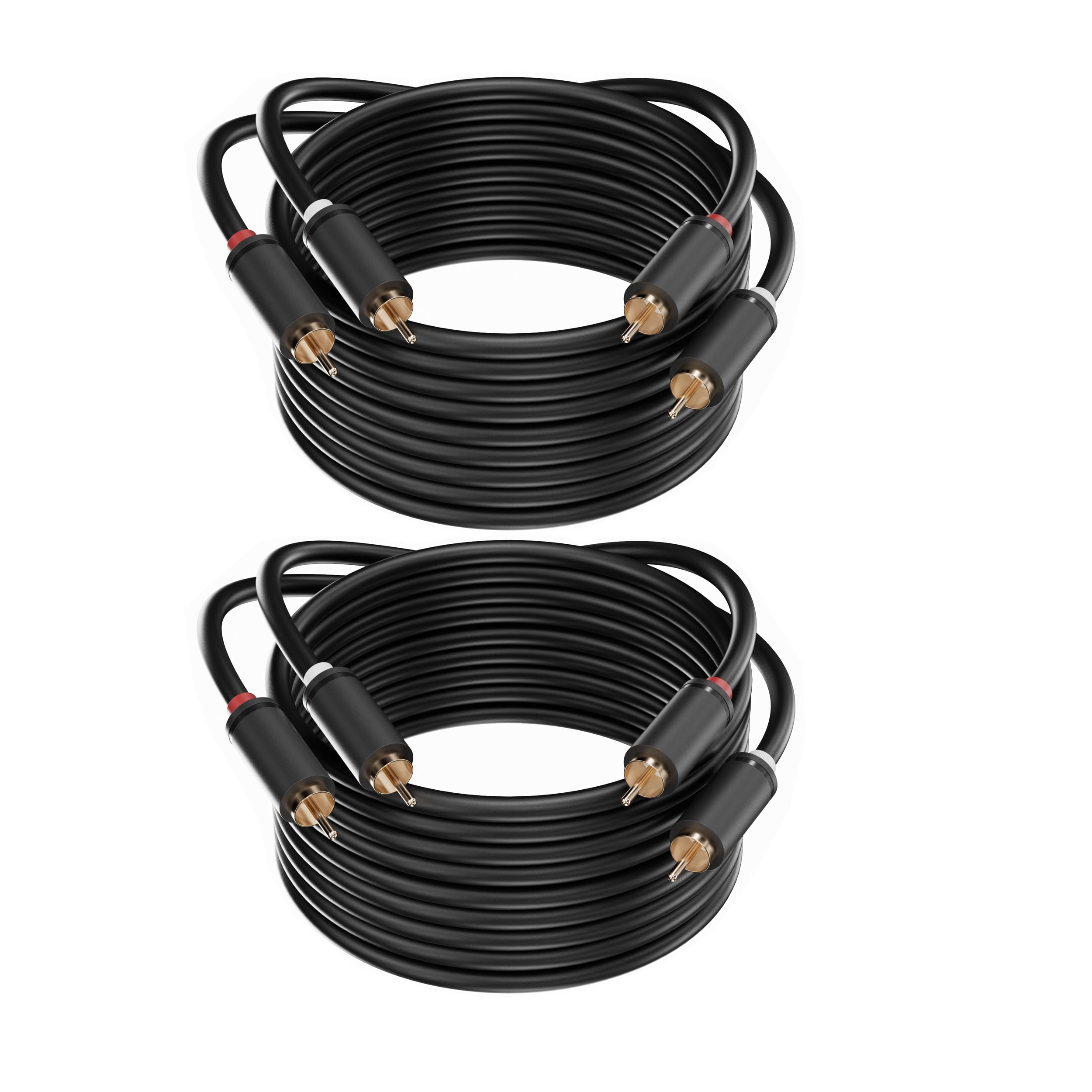 Cavo RCA 4,6 m, nero, confezione da 2 cavi audio stereo da 2 RCA maschio a 2 RCA maschio, per home theater, HDTV, console di gioco, sistemi Hi-Fi, filo di rame stagnato senza ossigeno da 26 AWG
