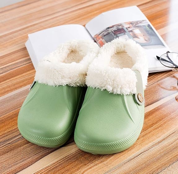 CELANDA Clogs Gefüttert Damen Herren Warm Hausschuhe wasserdichte Gartenclogs mit Fell Frauen Geschlossen Lined Clogs Winter Plüsch Pantoletten Grau 35/36 EU